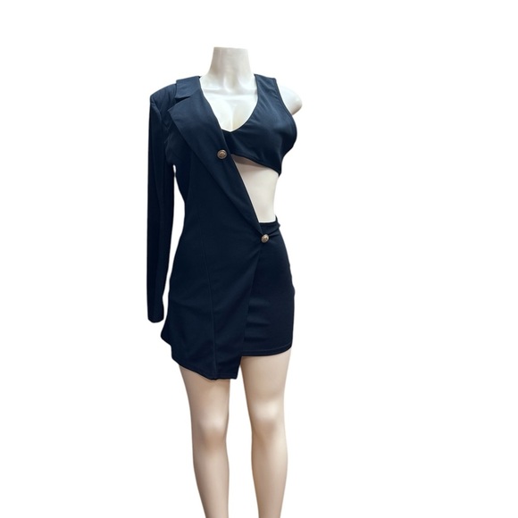 Chic.   Black Asymmetrical Bodycon Dress Night Out - Picture 1 of 6
